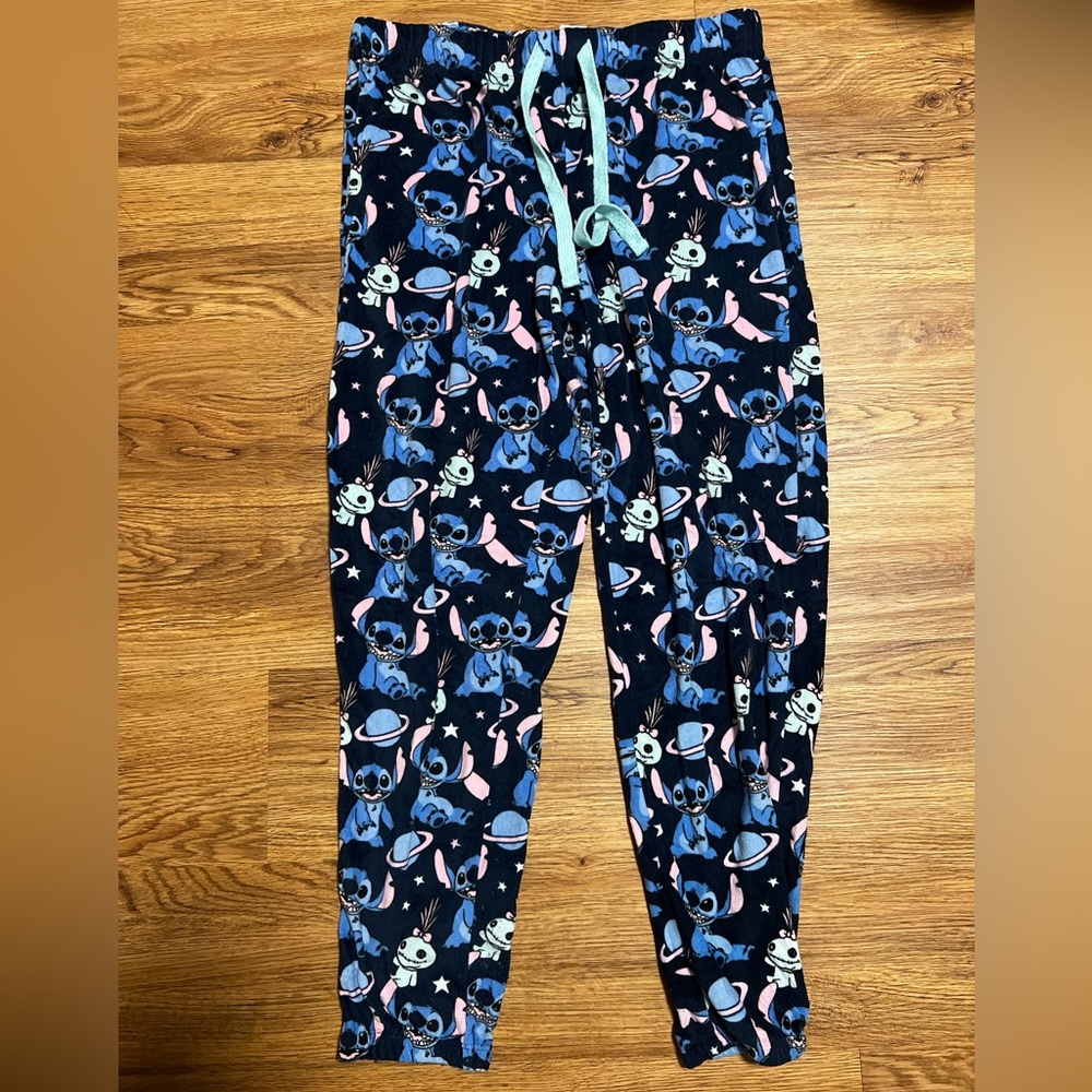 Disney Stitch Women’s Pajama Bottoms - Blue and Pink